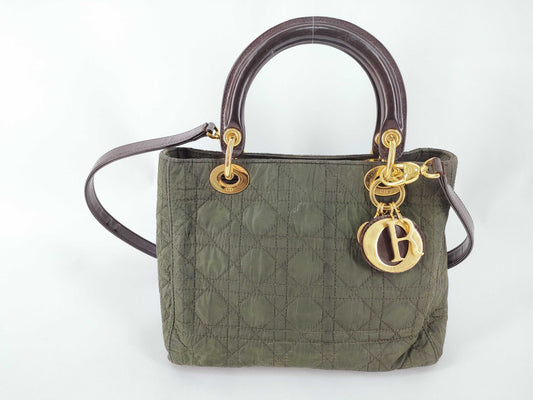 Dior Lady Dior Dior Handbag Shoulder Bag 2WAY Cannage Lady Dior Green Strap Handbag