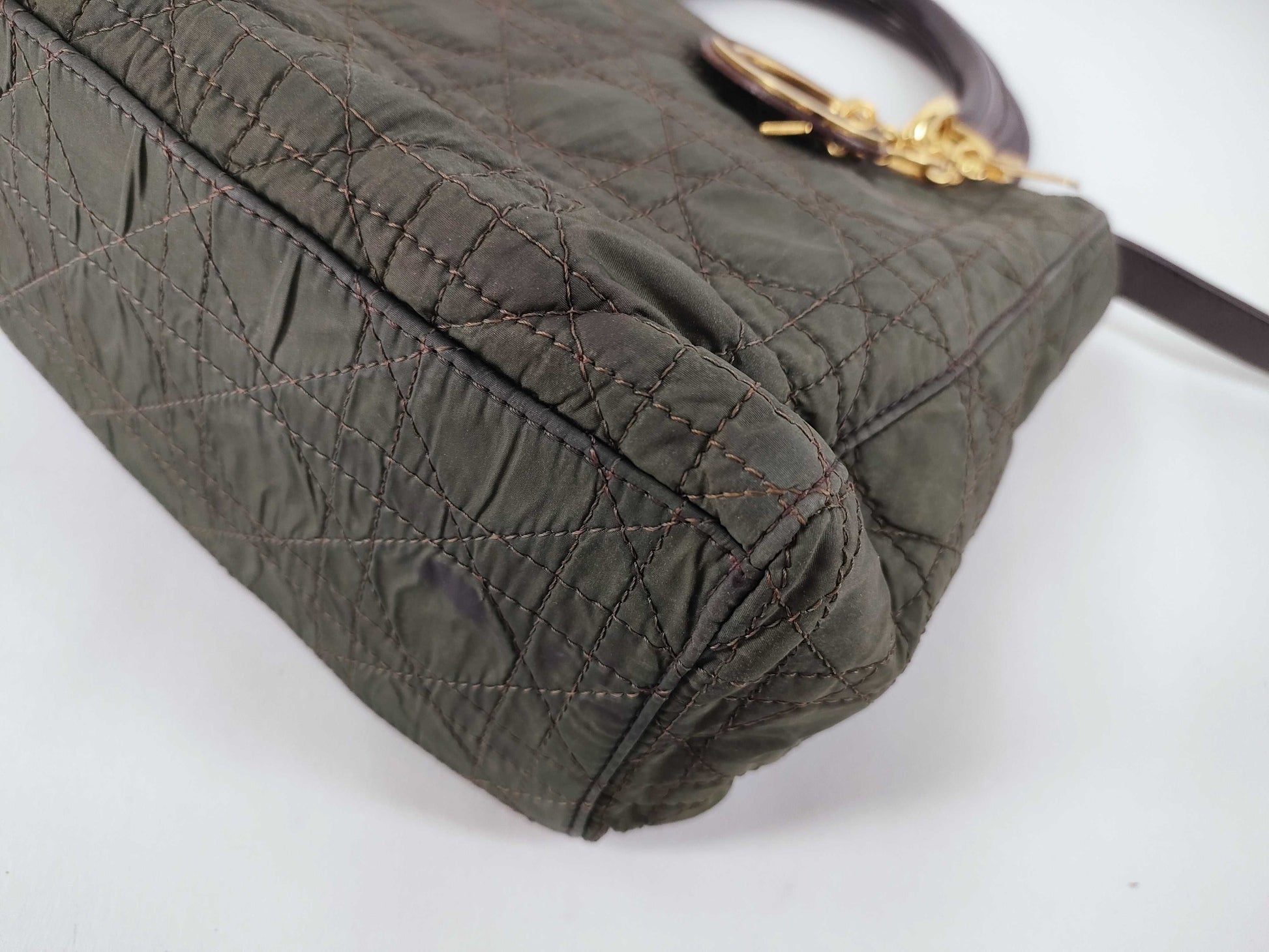 Dior Lady Dior Dior Handbag Shoulder Bag 2WAY Cannage Lady Dior Green Strap Handbag