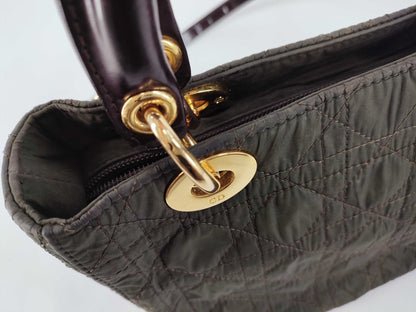 Dior Lady Dior Dior Handbag Shoulder Bag 2WAY Cannage Lady Dior Green Strap Handbag
