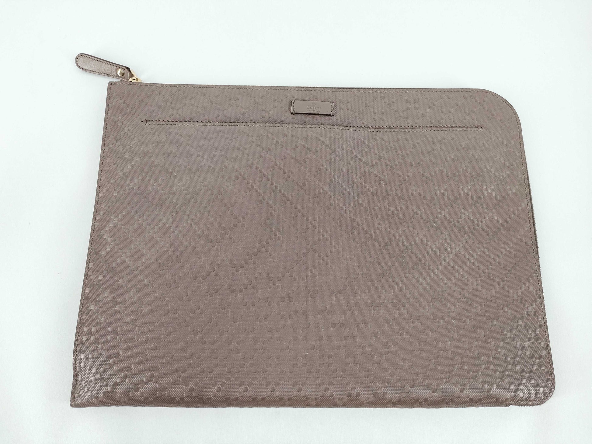 GUCCI Bright Diamante Greige Leather Clutch Bag 368564