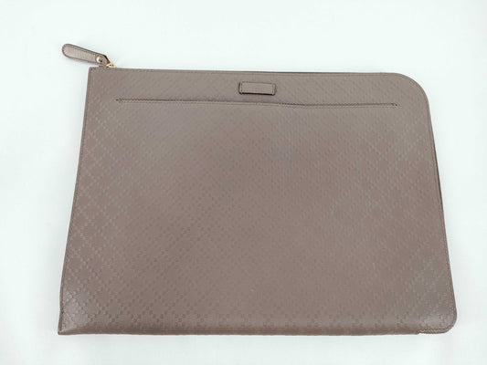 GUCCI Bright Diamante Greige Leather Clutch Bag 368564