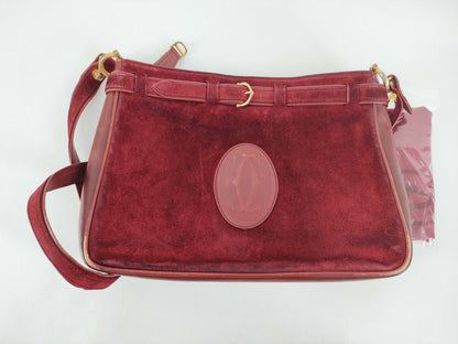 Cartier Must Cartier Shoulder Bag Suede Leather Bordeaux Shoulder Bag