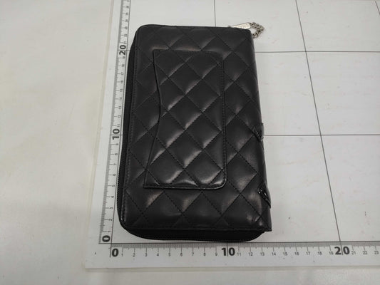 CHANEL Cambon Zippy Organizer Black x Black Wallet