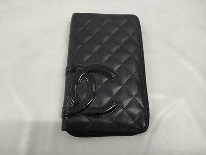 CHANEL Cambon Zippy Organizer Black x Black Wallet