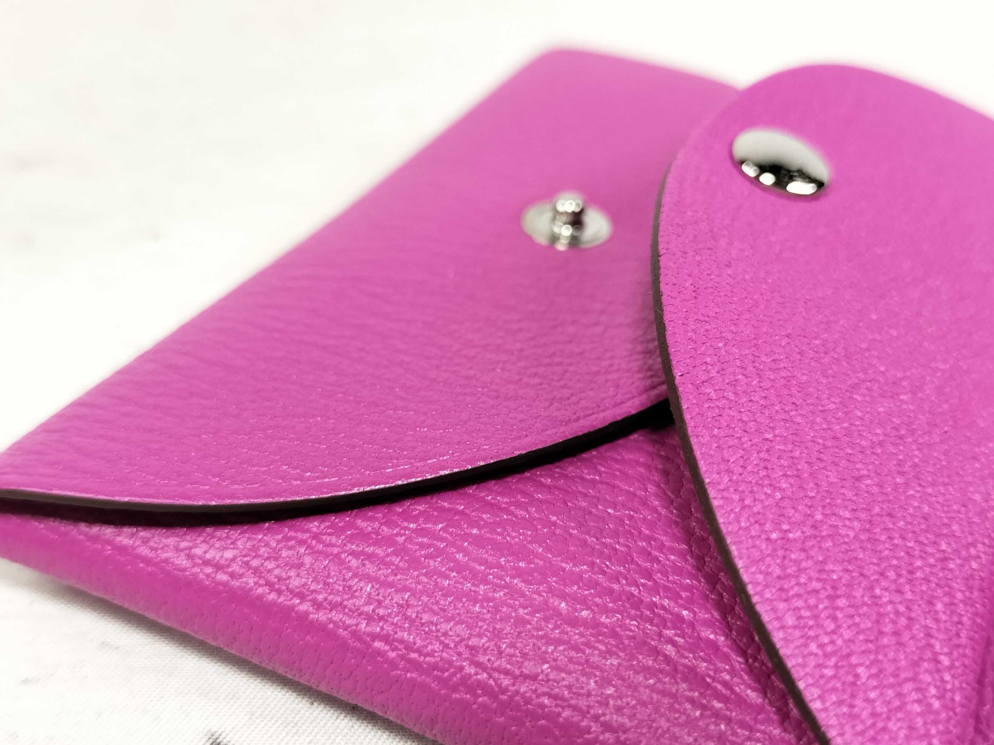HERMES Calvi Duo Chevre Pink Card Case, Pass Case, Business Card Case