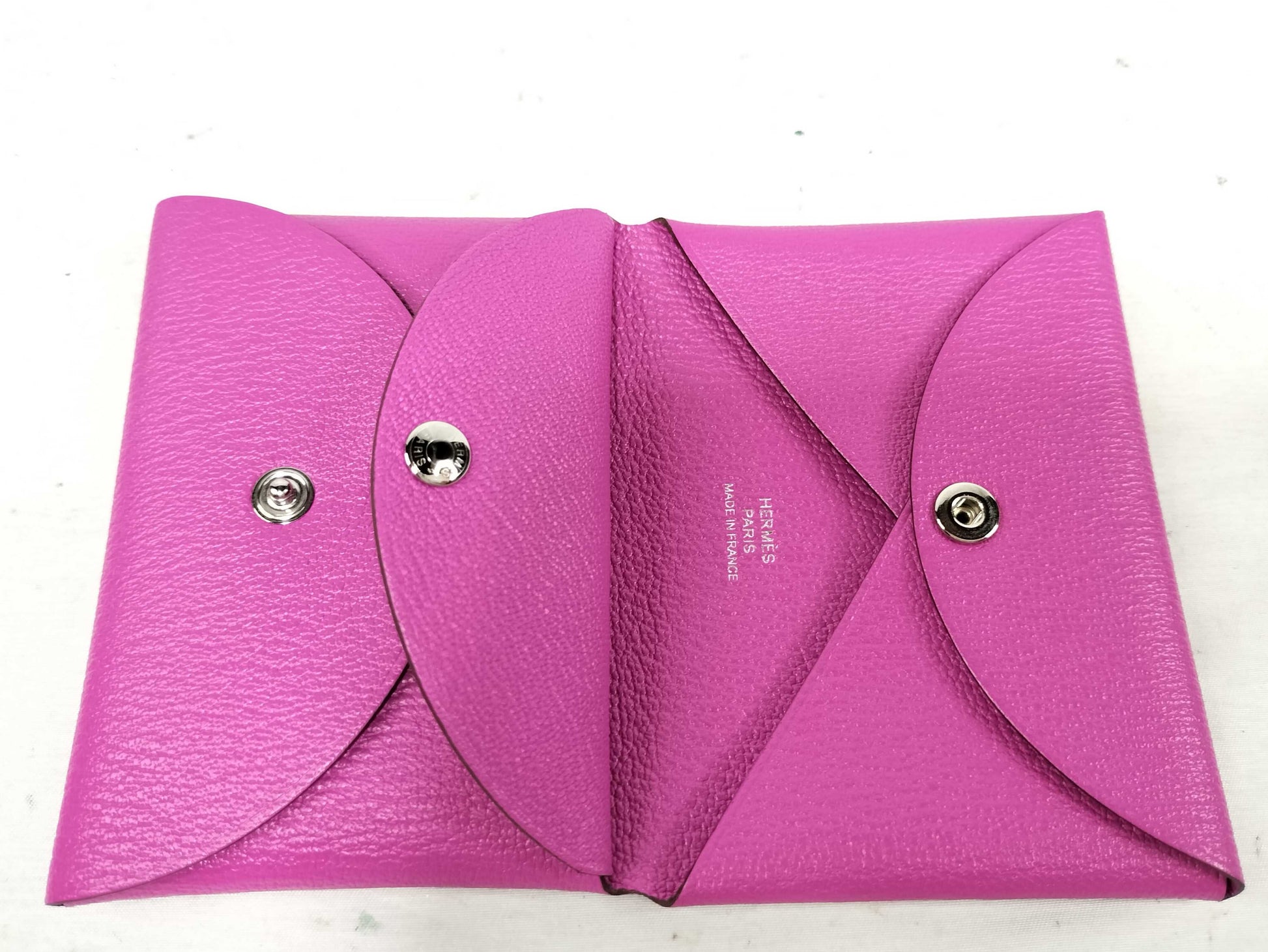 HERMES Calvi Duo Chevre Pink Card Case, Pass Case, Business Card Case