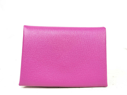 HERMES Calvi Duo Chevre Pink Card Case, Pass Case, Business Card Case