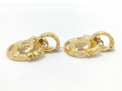CHANEL GP Vintage Coco Mark Gold Earrings 30.9g