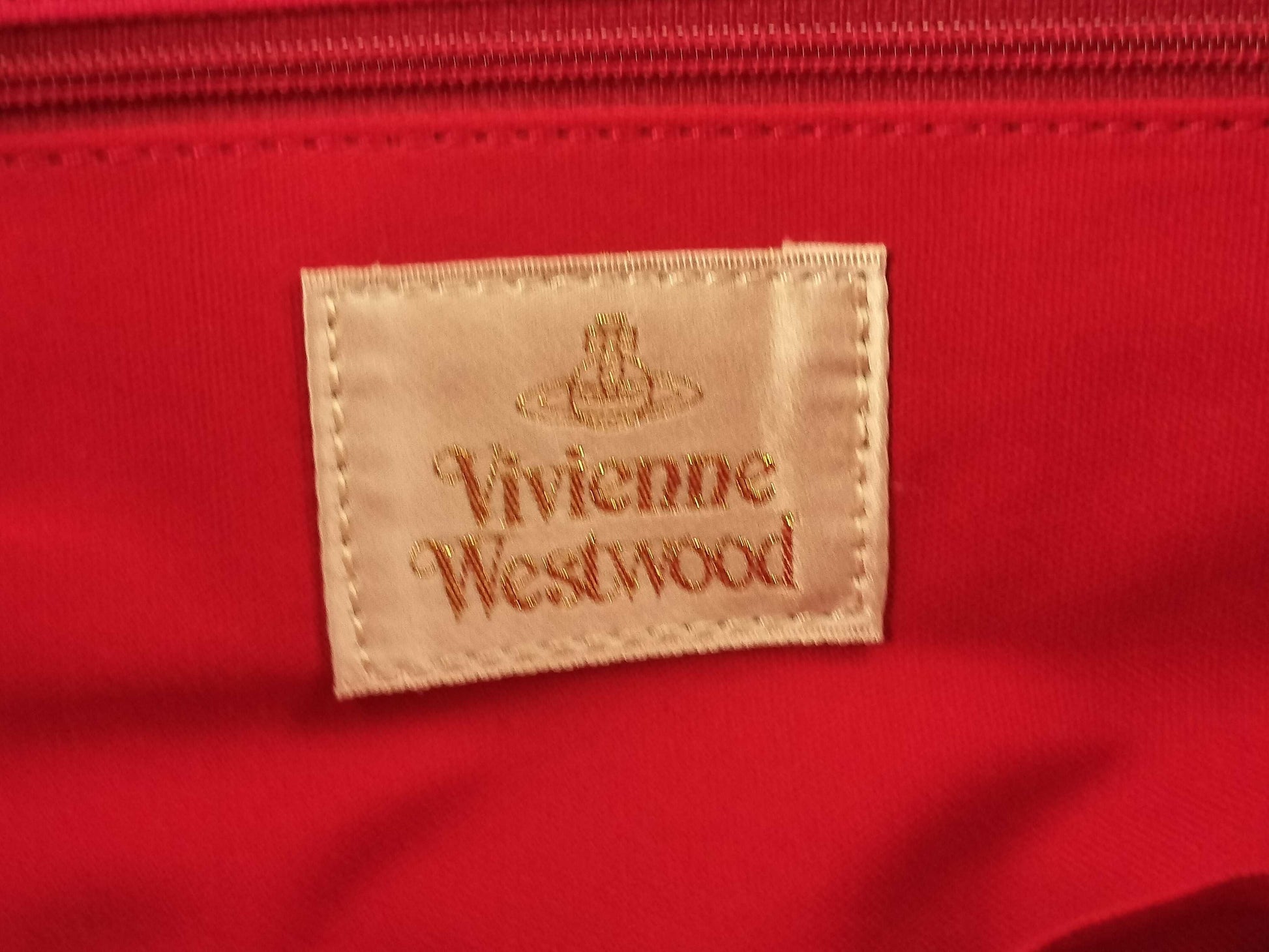 Vivienne Westwood Tote Bag/Tiny Orb/Canvas/Red Tote Bag