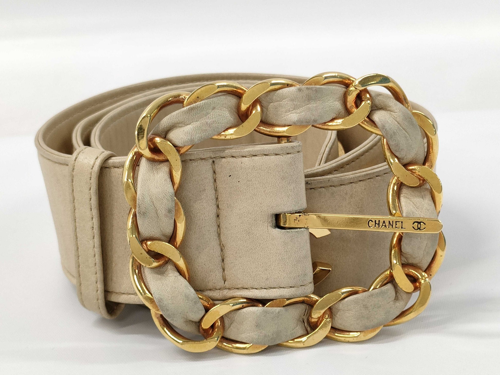 CHANEL CHANEL Belt 70/28 Gold Beige Belt