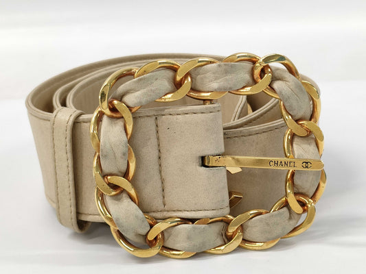 CHANEL CHANEL Belt 70/28 Gold Beige Belt