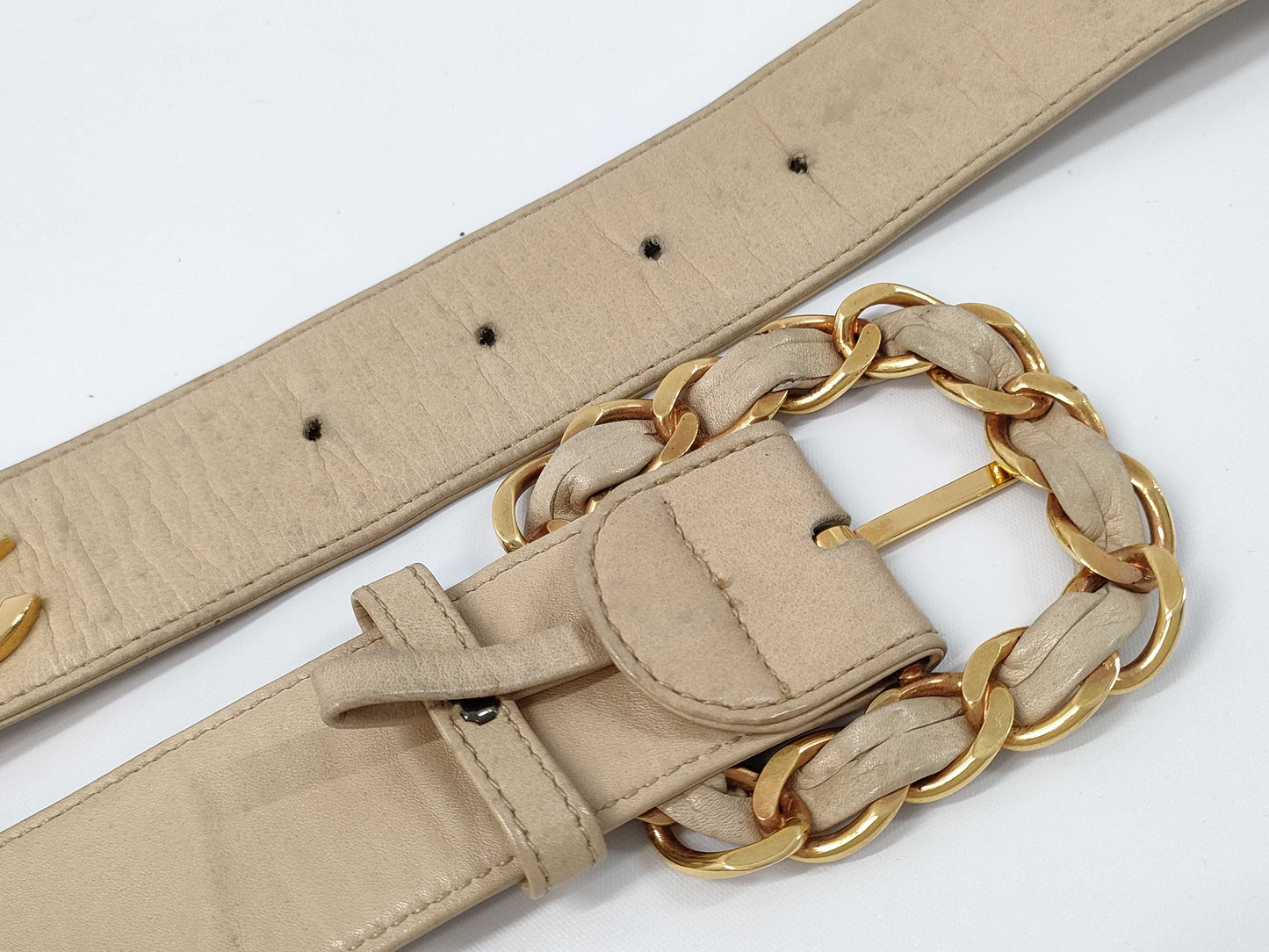 CHANEL CHANEL Belt 70/28 Gold Beige Belt