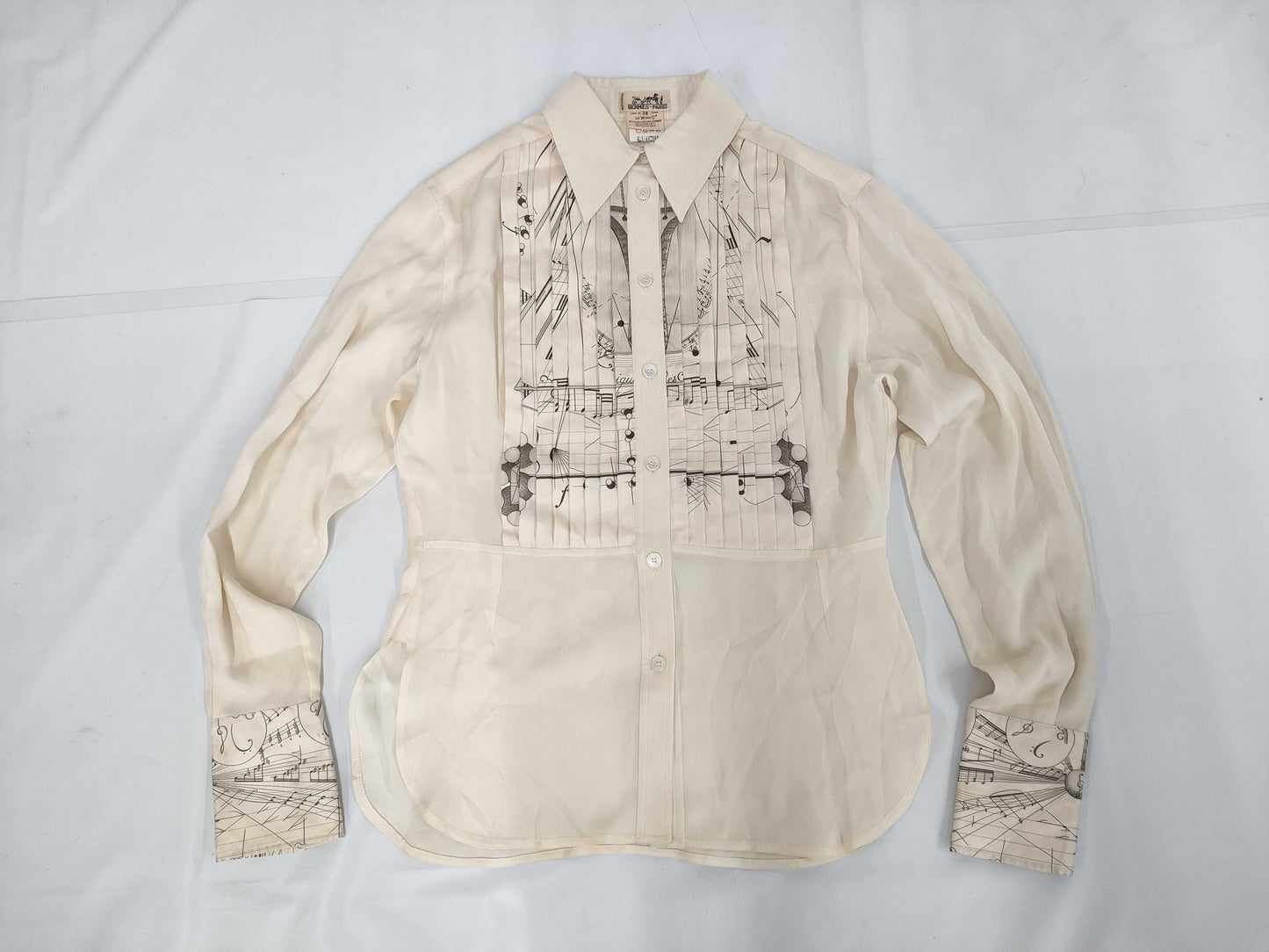 HERMES HERMES Accordion Blouse Shirt Musical Note 38 Shirt