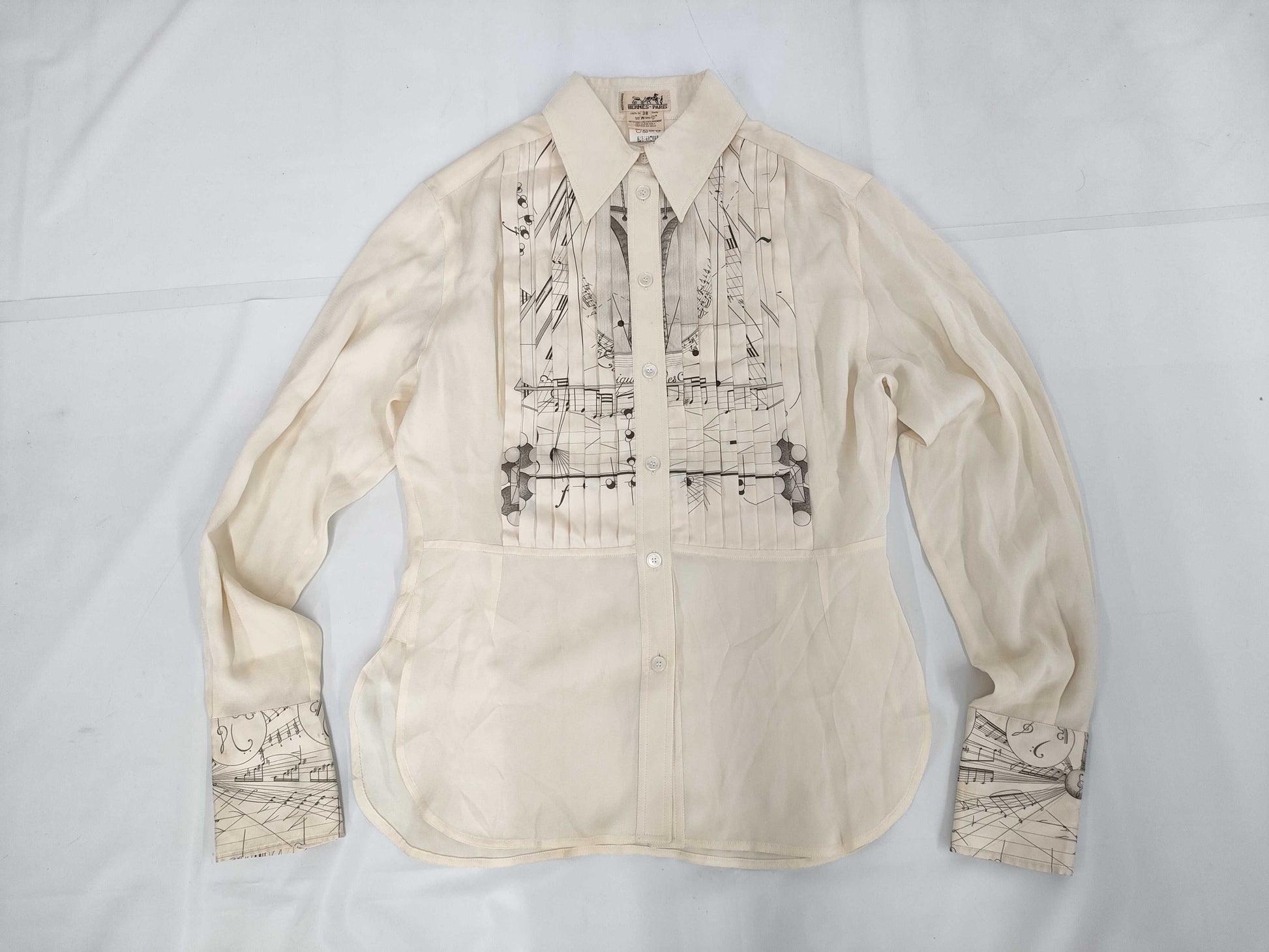 HERMES HERMES Accordion Blouse Shirt Musical Note 38 Shirt