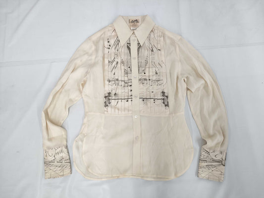 HERMES HERMES Accordion Blouse Shirt Musical Note 38 Shirt