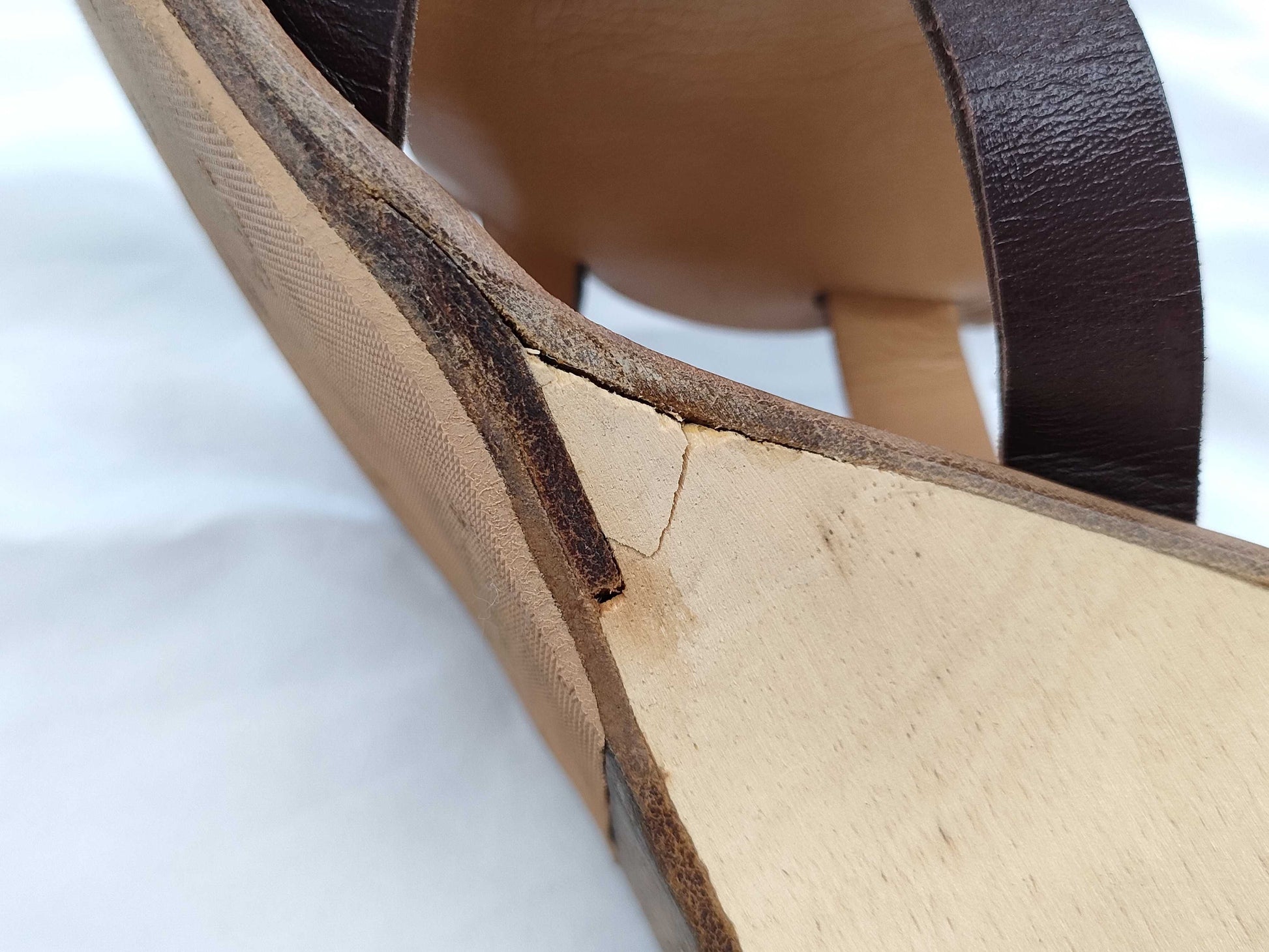 HERMES H Leather Sandals with Wood Sole, Size 22 