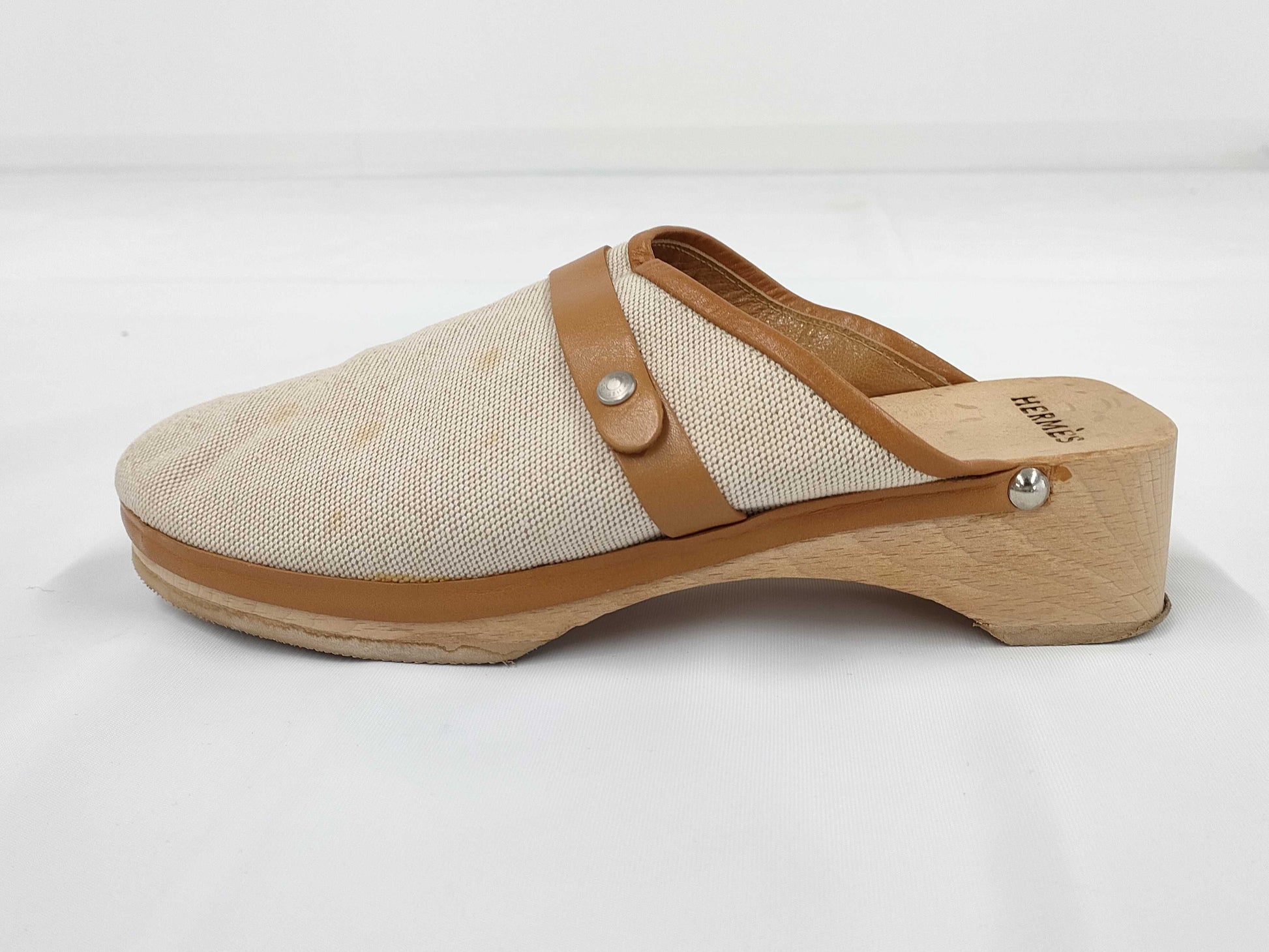 HERMES HERMES Wood Mule Sabo Sandals Size 37 Sandals