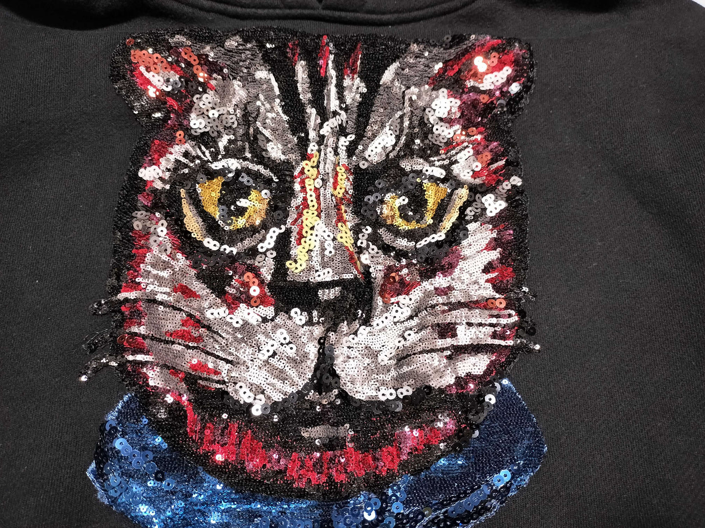 GUCCI Cat Coco Capitan Sequin Hoodie Top
