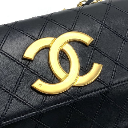 CHANEL CHANEL Bicolor Push Lock Large Coco Mark Leather Chain Shoulder Bag