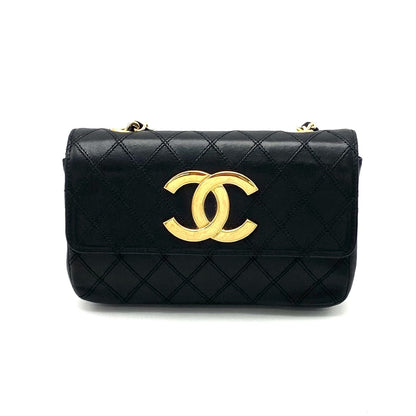 CHANEL CHANEL Bicolor Push Lock Large Coco Mark Leather Chain Shoulder Bag