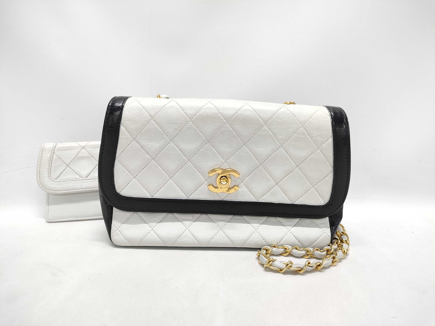 CHANEL Matelasse Turnlock Coco Mark Two-Tone Lambskin Chain Shoulder Bag with Pouch