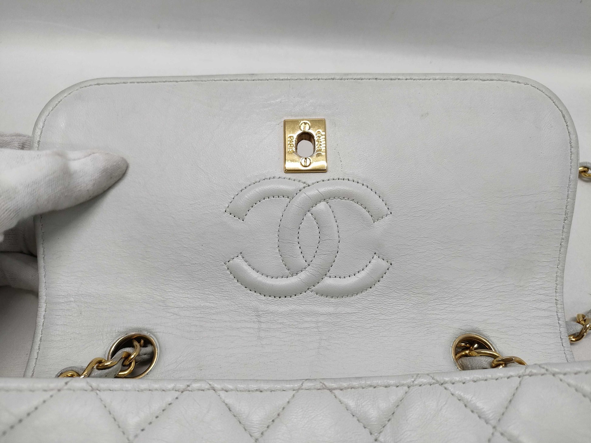 CHANEL Matelasse Turnlock Coco Mark Two-Tone Lambskin Chain Shoulder Bag with Pouch