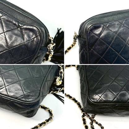 CHANEL Matelasse Coco Mark Fringed Chain Shoulder Bag Black 1870016 Shoulder Bag