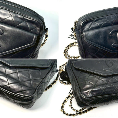 CHANEL Matelasse Coco Mark Fringed Chain Shoulder Bag Black 1870016 Shoulder Bag