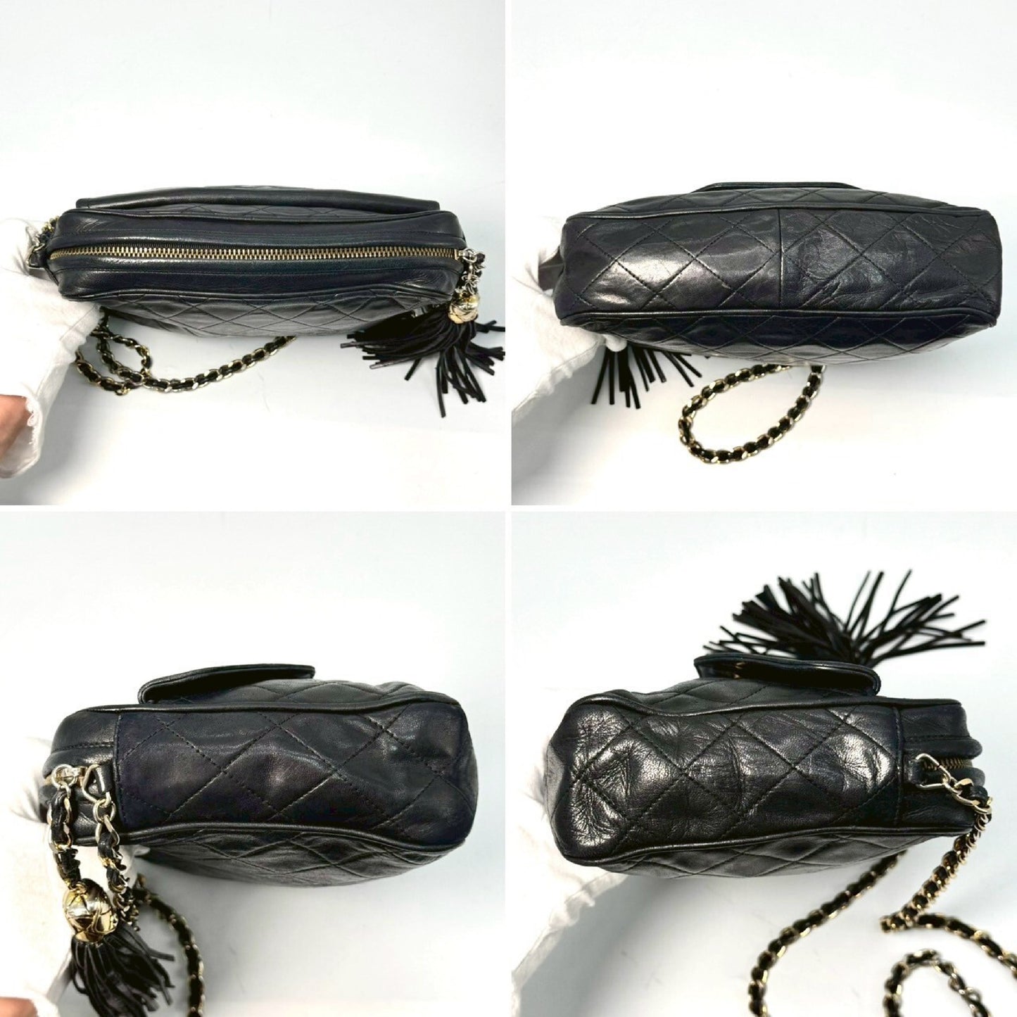CHANEL Matelasse Coco Mark Fringed Chain Shoulder Bag Black 1870016 Shoulder Bag