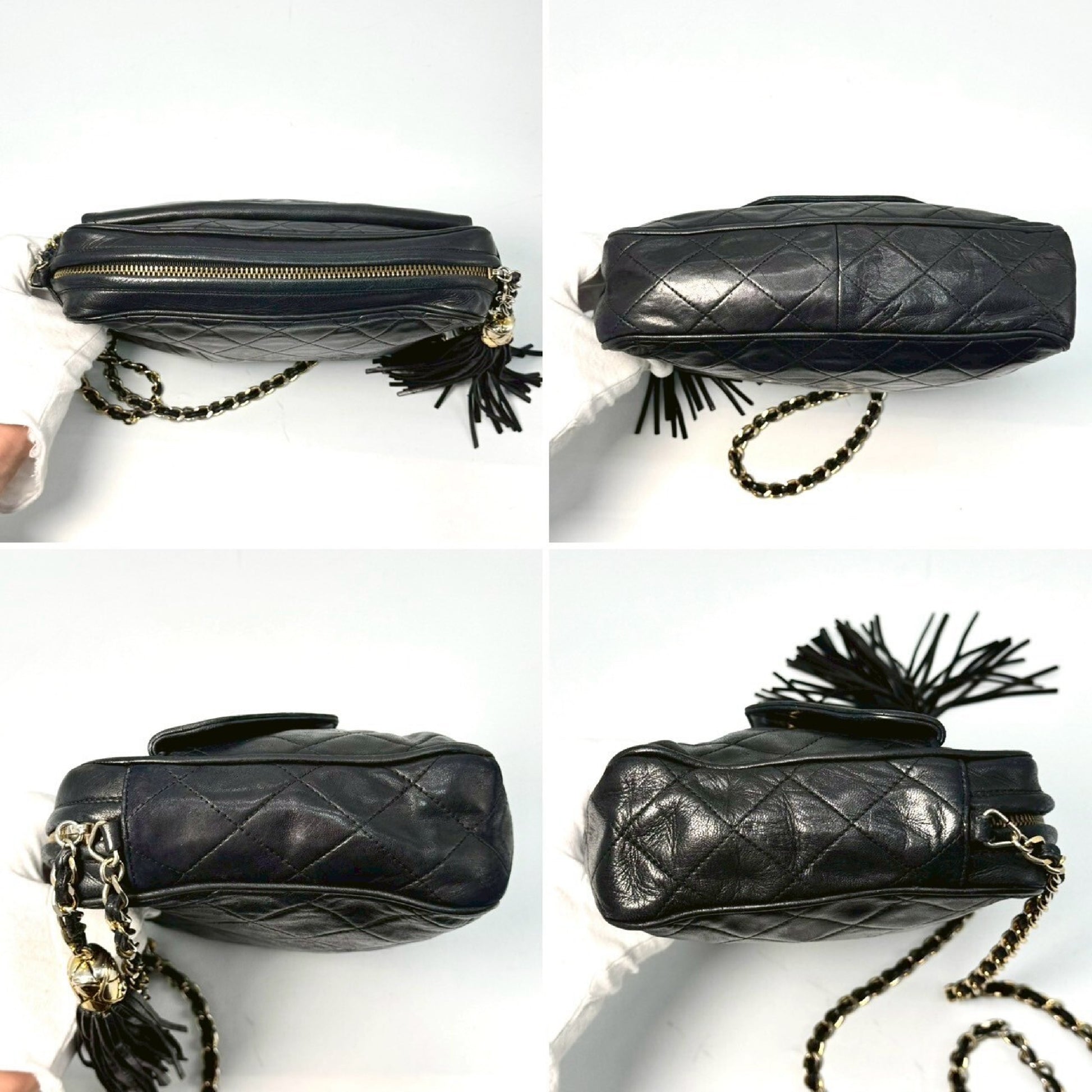 CHANEL Matelasse Coco Mark Fringed Chain Shoulder Bag Black 1870016 Shoulder Bag