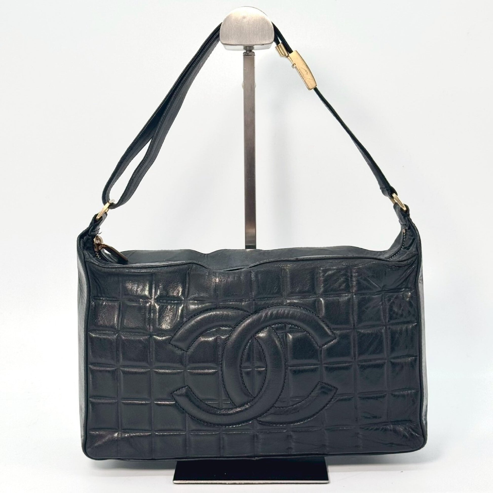 CHANEL Chocolate Bar Coco Mark Lambskin Shoulder Bag Black 8217127 Shoulder Bag