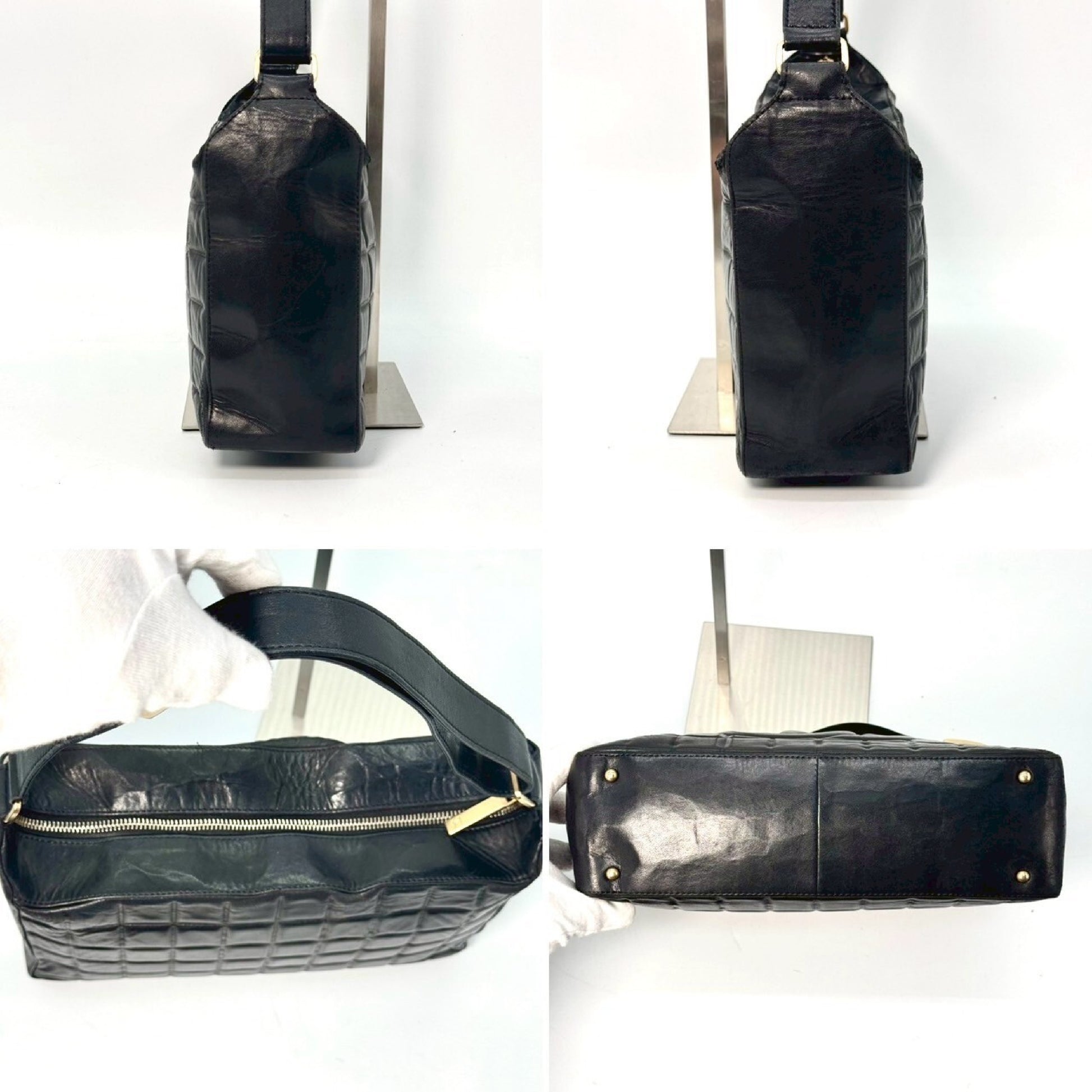 CHANEL Chocolate Bar Coco Mark Lambskin Shoulder Bag Black 8217127 Shoulder Bag