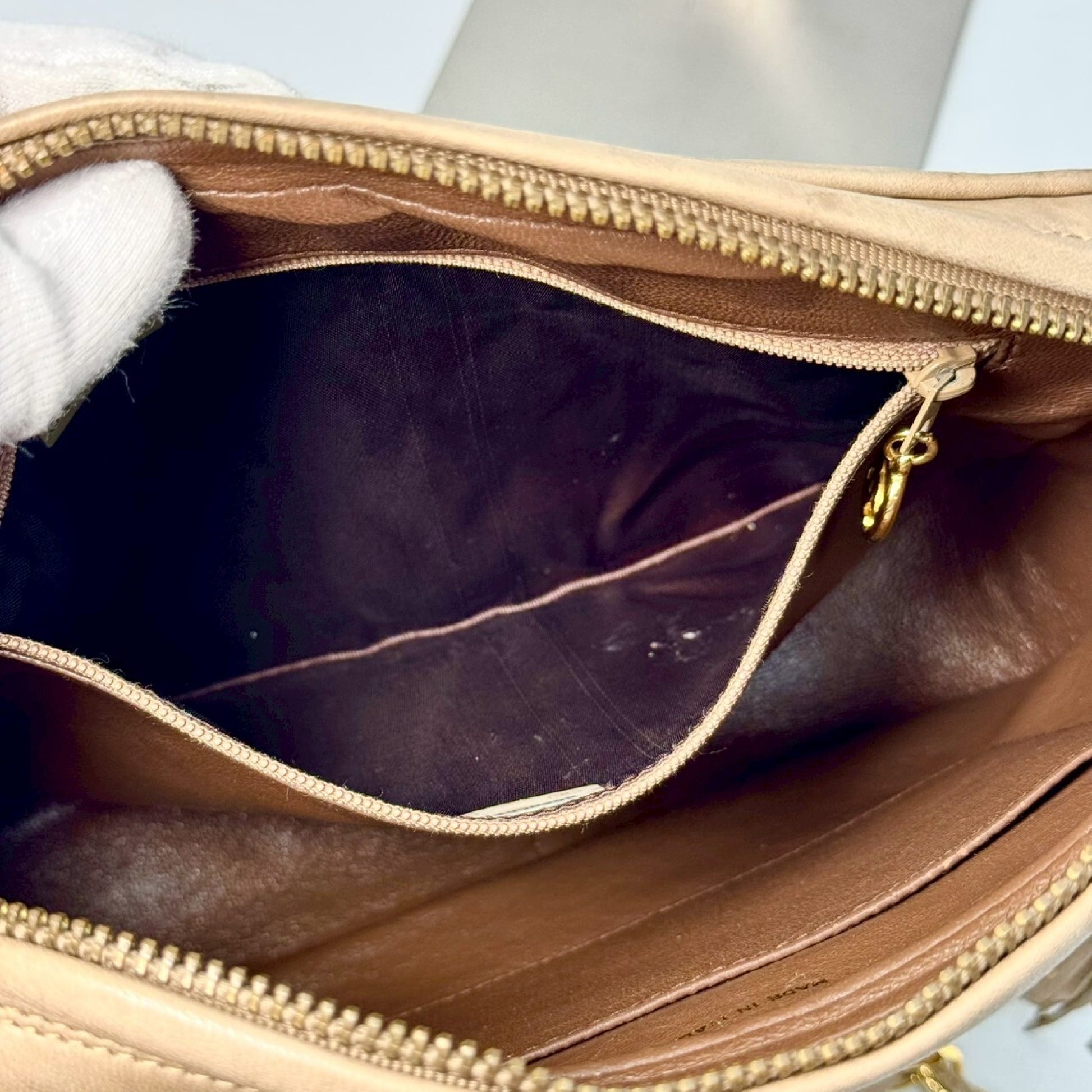 CHANEL Matelasse Fringed Chain Shoulder Bag, Beige, with Guarantee Card, 2470609 Shoulder Bag