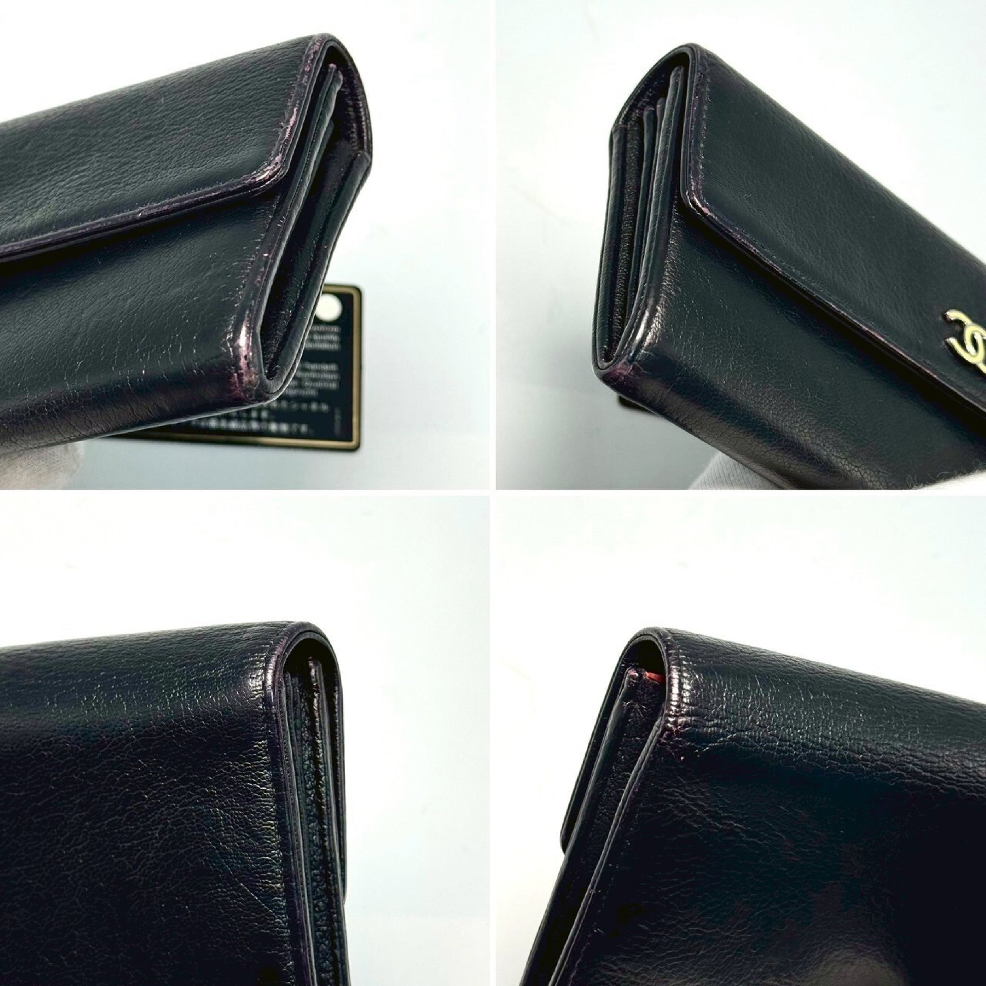 CHANEL Bi-fold Long Wallet, Black, Black/Red, with Guarantee Card, 25613313 Wallet