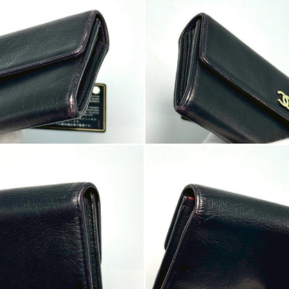 CHANEL Bi-fold Long Wallet, Black, Black/Red, with Guarantee Card, 25613313 Wallet