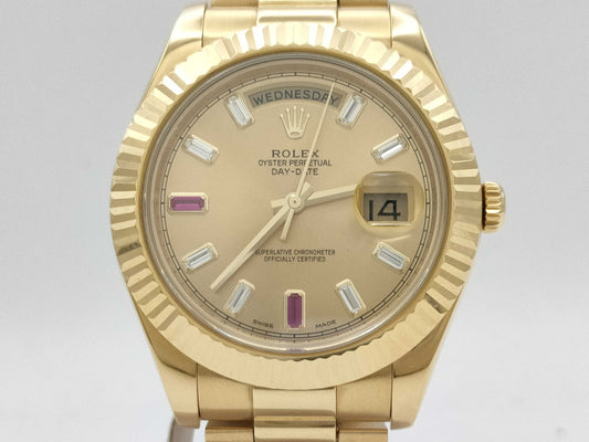 ROLEX Day-Date 218238BG 0P4854D4 2P Ruby Champagne Dial Men's Watch