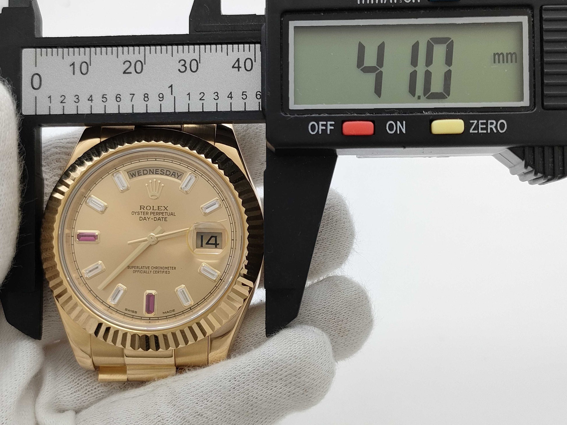 ROLEX Day-Date 218238BG 0P4854D4 2P Ruby Champagne Dial Men's Watch