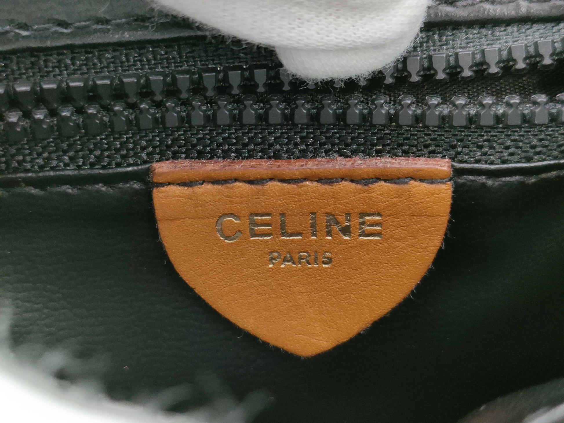 CELINE Triomphe Shoulder Bag in Black Leather