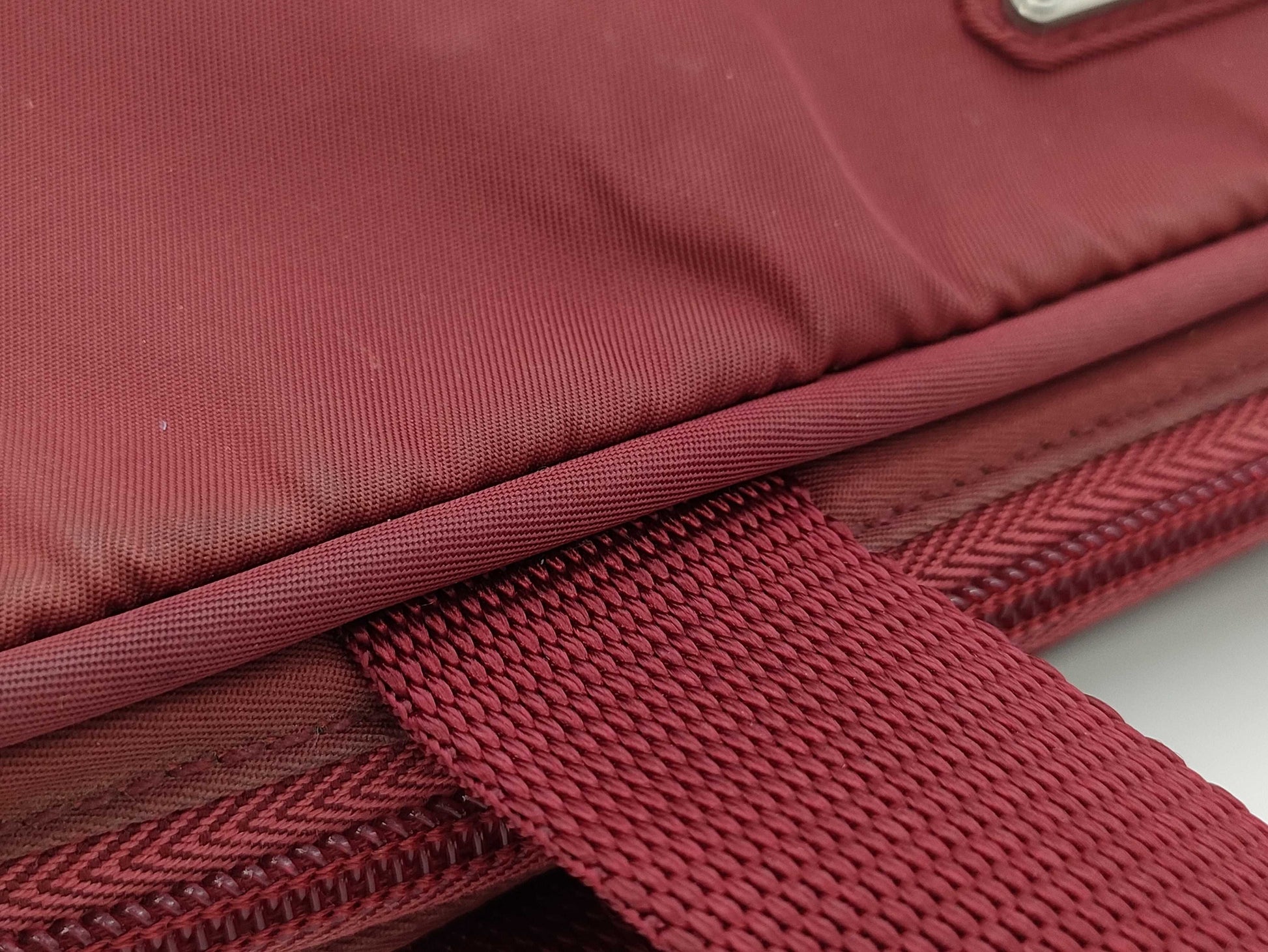 PRADA Nylon Triangle Plate Red Tote Bag