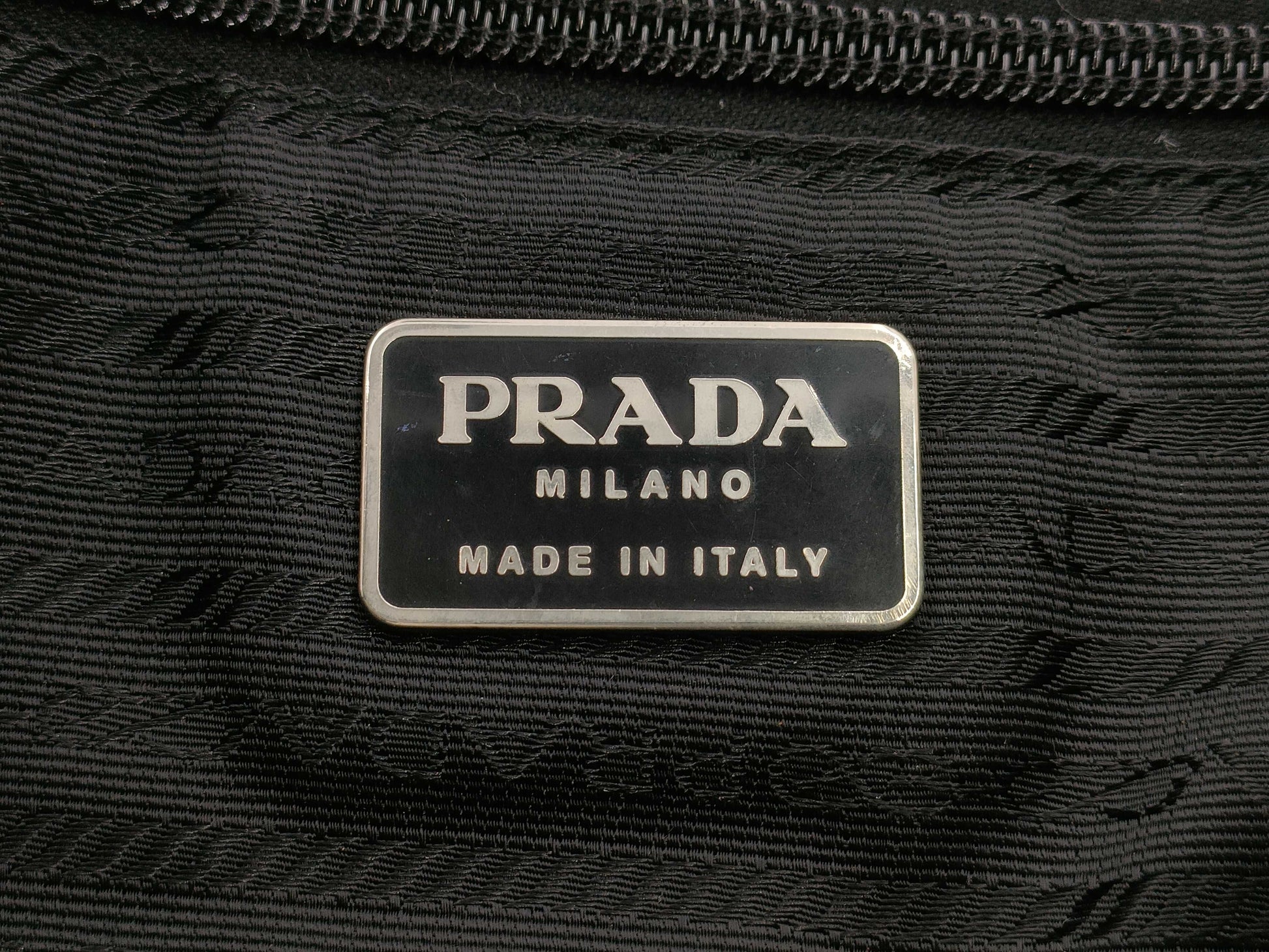 PRADA Nylon Triangle Plate Red Tote Bag