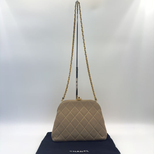 CHANEL Chain Shoulder Bag with Coco Mark, Beige