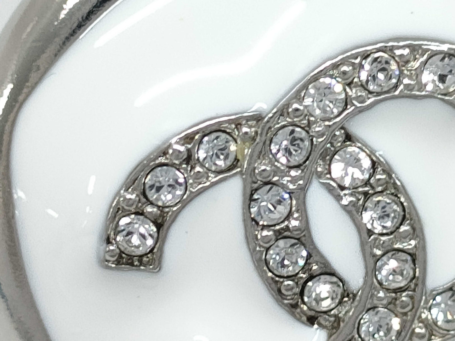 CHANEL Cruise Line F25C Earrings, Unused, Size S, Coco Mark, Rhinestones, White, Box Included