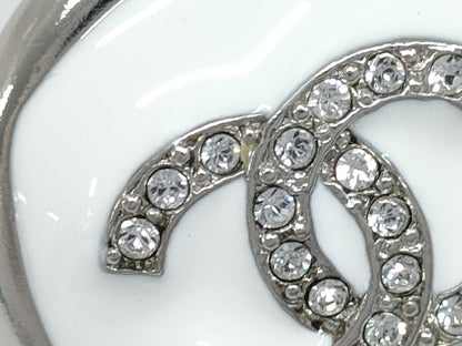 CHANEL Cruise Line F25C Earrings, Unused, Size S, Coco Mark, Rhinestones, White, Box Included