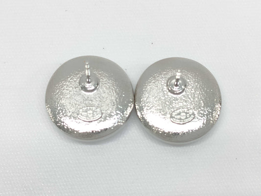 CHANEL Cruise Line F25C Earrings, Unused, Size S, Coco Mark, Rhinestones, White, Box Included