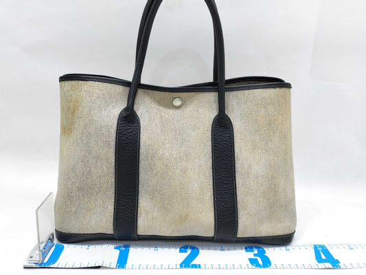 HERMES Garden Party PM Tote Bag, Toile H, F Stamped