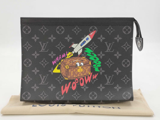 LOUIS VUITTON Monogram Eclipse Pochette Voyage MM Second Bag