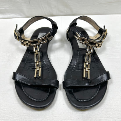 JIMMY CHOO JIMMY CHOO Metal Chain T-Strap Flat Sandals Size 35