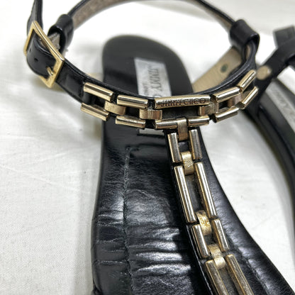 JIMMY CHOO JIMMY CHOO Metal Chain T-Strap Flat Sandals Size 35
