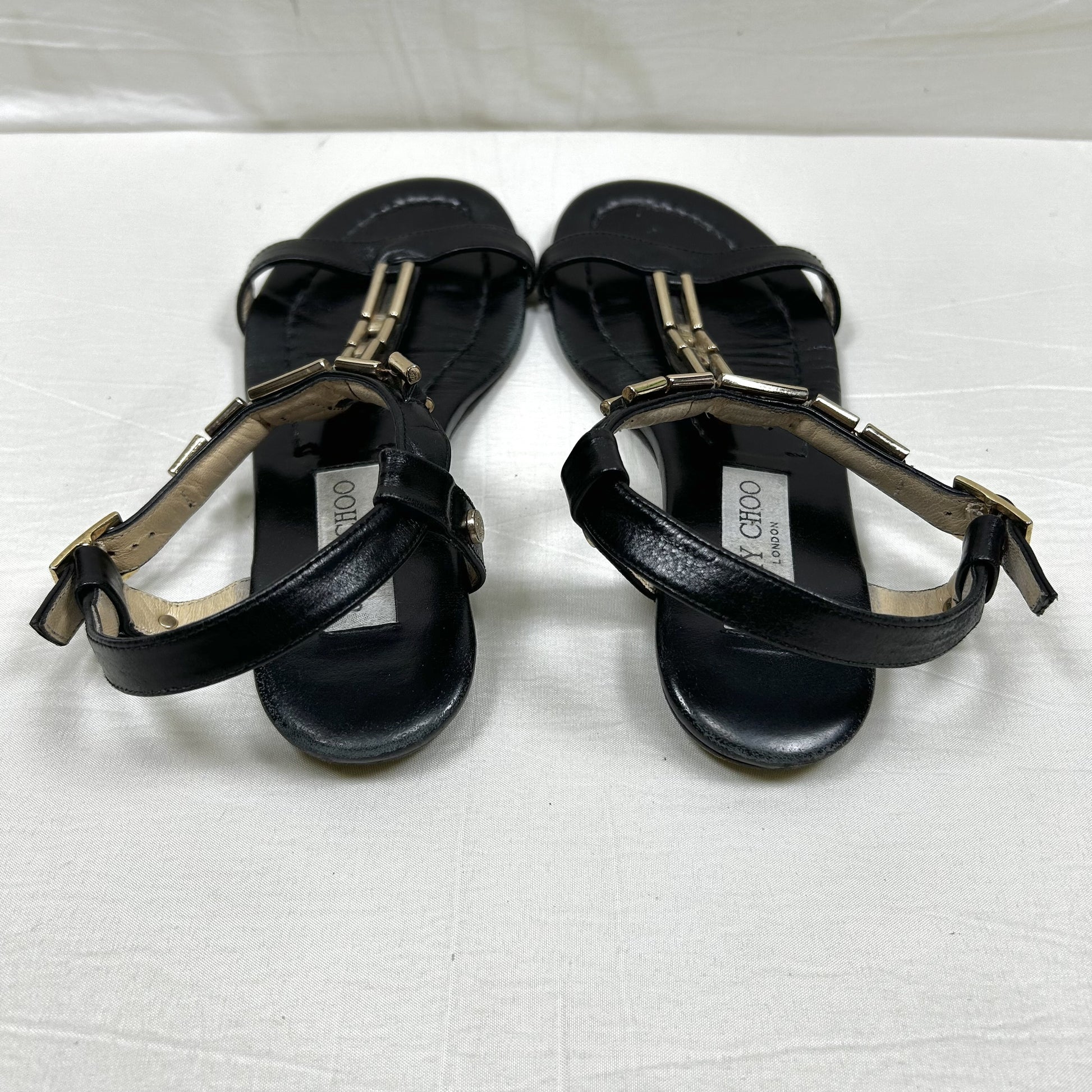 JIMMY CHOO JIMMY CHOO Metal Chain T-Strap Flat Sandals Size 35