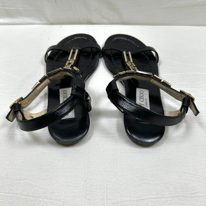 JIMMY CHOO JIMMY CHOO Metal Chain T-Strap Flat Sandals Size 35